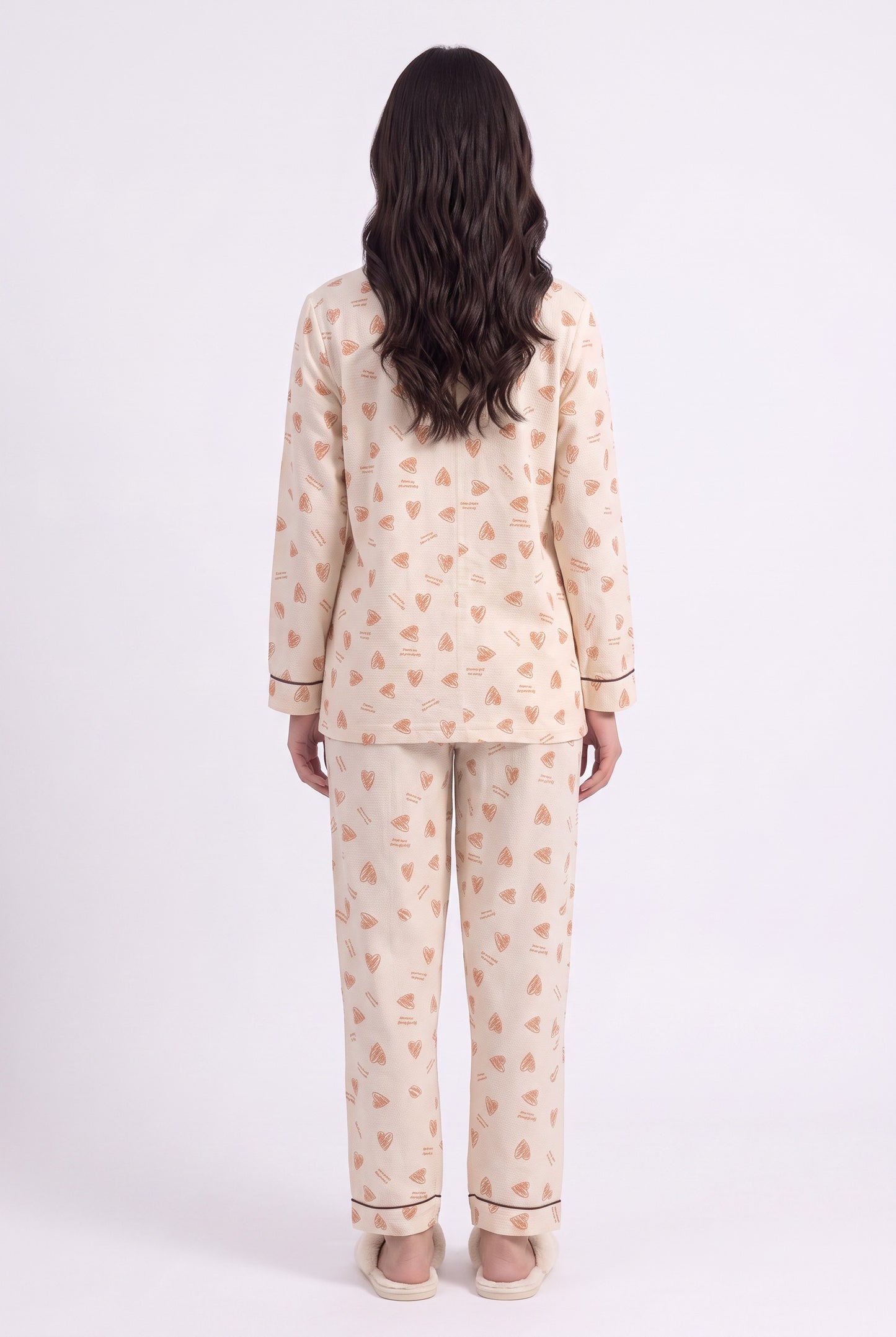 Honey Heart Soft Crinkled Crepe Loungewear Set