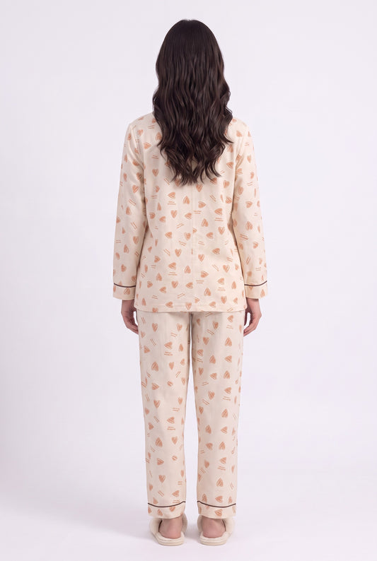 Honey Heart Soft Crinkled Crepe Loungewear Set