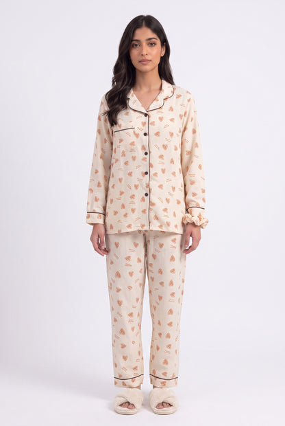 Honey Heart Soft Crinkled Crepe Loungewear Set