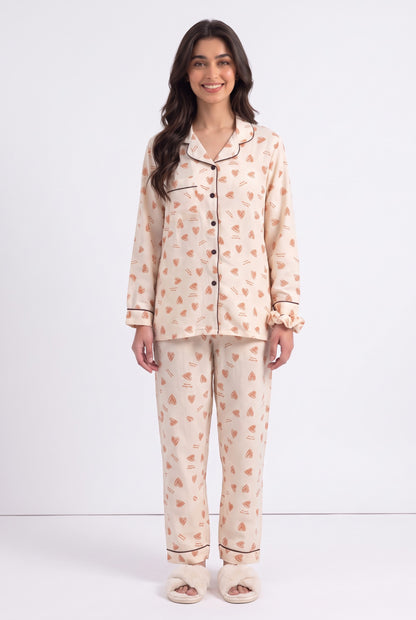Honey Heart Soft Crinkled Crepe Loungewear Set