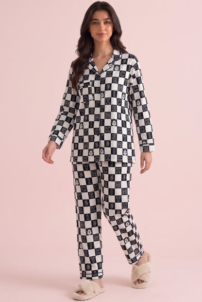 Mickey Grid Linen Loungewear Set