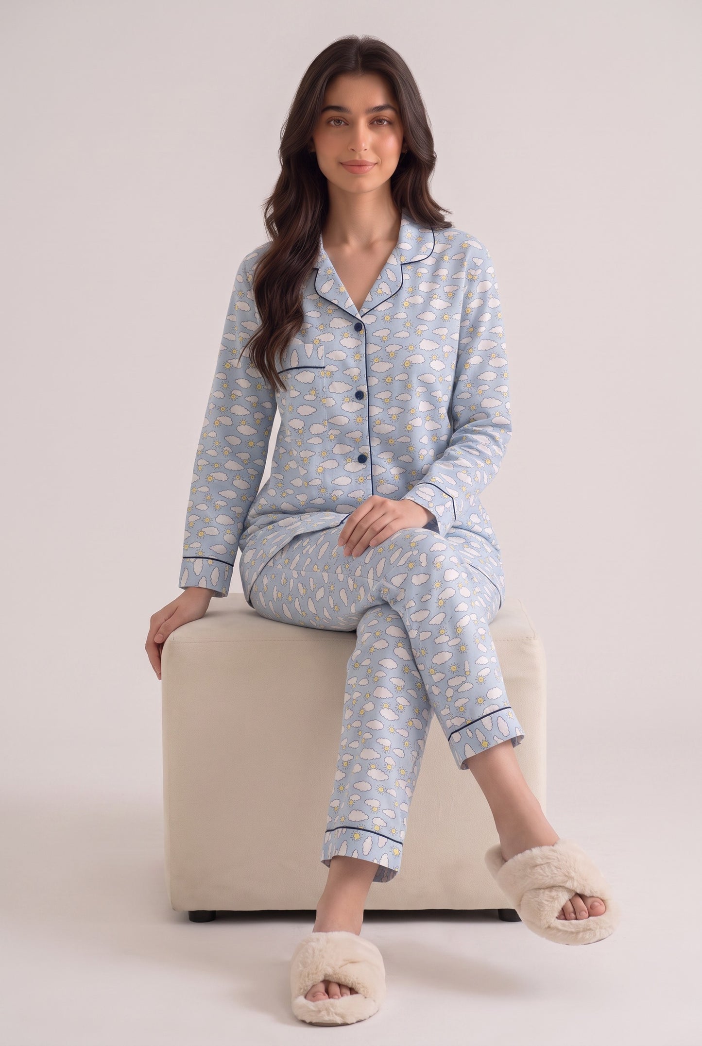 Sky Blue Cloud & Sun Loungewear Set