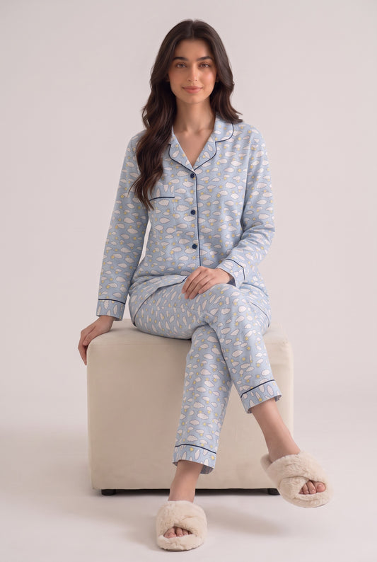 Sky Blue Cloud & Sun Loungewear Set